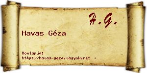 Havas Géza névjegykártya